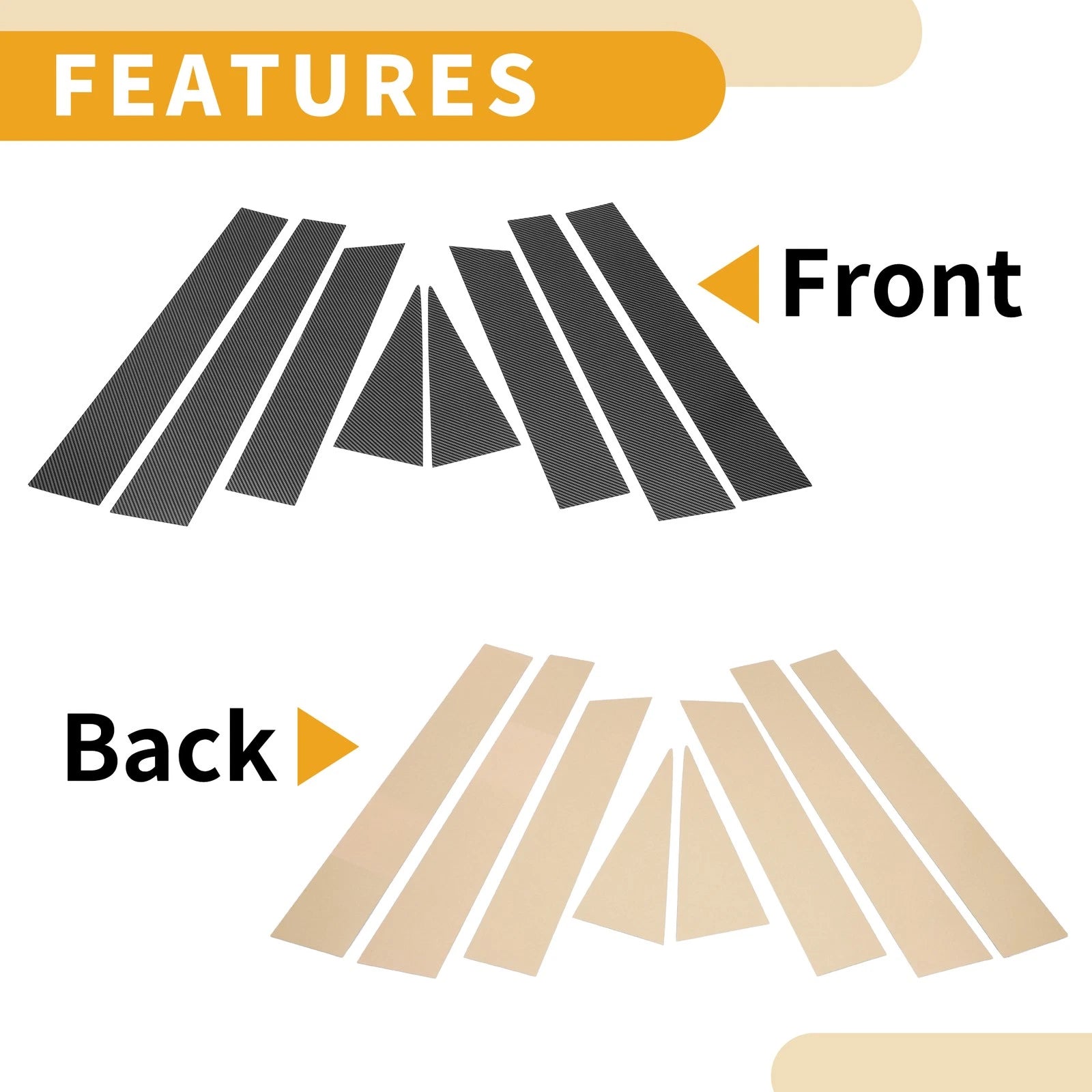 8 Pcs Door Pillar Window Trim for Nissan X-Trail (2014–2023) Carbon Fiber