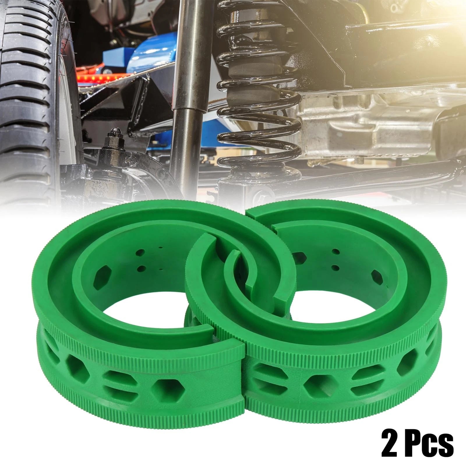 2X Green Coil Spring Rubber Buffer for Ford Chevy (Universal E Type)
