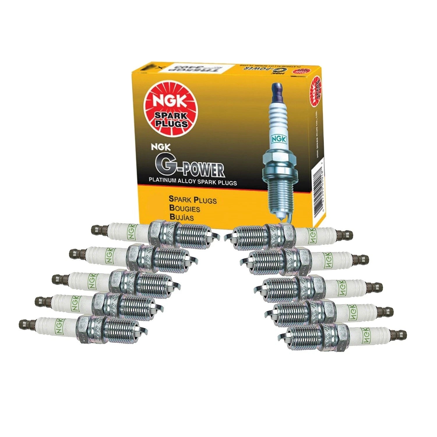 Set of 10 NGK G-Power Platinum Spark Plugs 0.054" Gap for Ford 6.8L V10 (2000–2008)