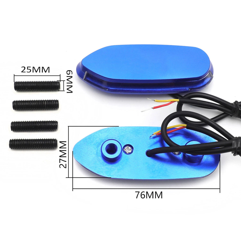 LED Blue Mirror Block Off Base Plate for Suzuki GSXR1000 (2005–2008), GSXR600 (2006–2012), GSXR750 (2006–2012)