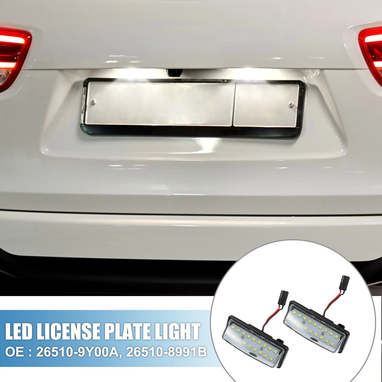 2X White 3528SMD LED License Plate Light 26510-9Y00A for Nissan Altima (2016–2018)