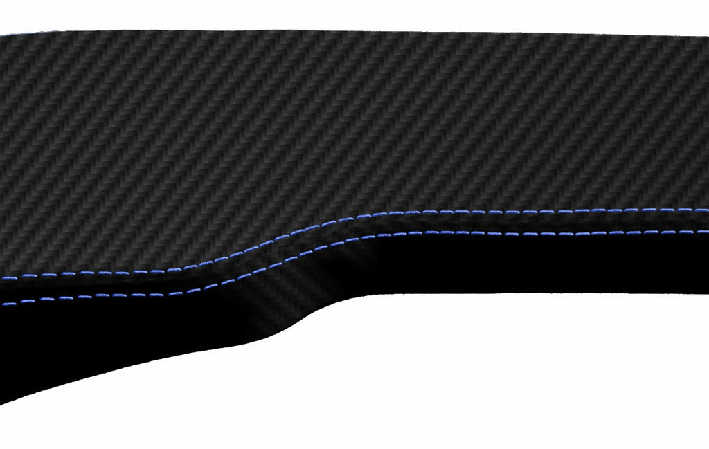 Console Lid Bench Seat Cover for Toyota Tacoma (2001–2004) Carbon Fiber Blue Stitch