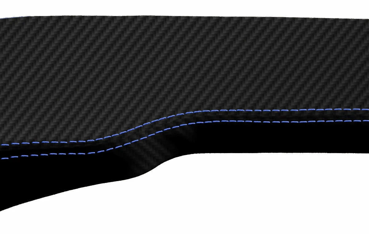 Console Lid Bench Seat Cover for Toyota Tacoma (2001–2004) Carbon Fiber Blue Stitch