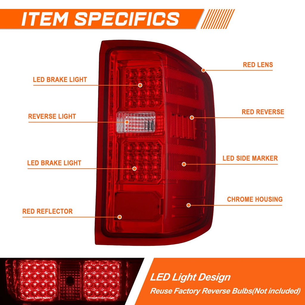 Full LED Tail Light for Chevy Silverado/GMC Sierra (2014–2019)