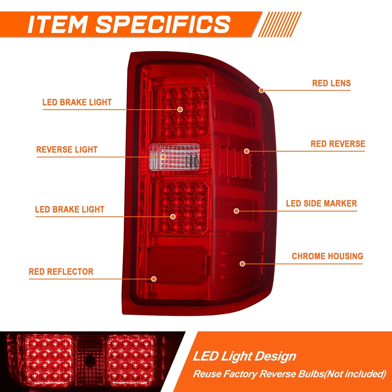 Full LED Tail Light for Chevy Silverado/GMC Sierra (2014–2019)