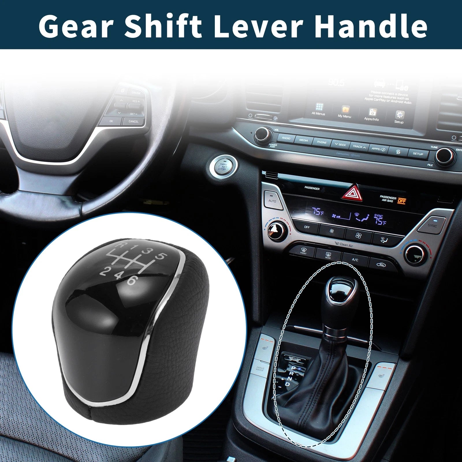 Manual Gear Shift Knob Handle for Hyundai IX35 (2010–2016) Plastic
