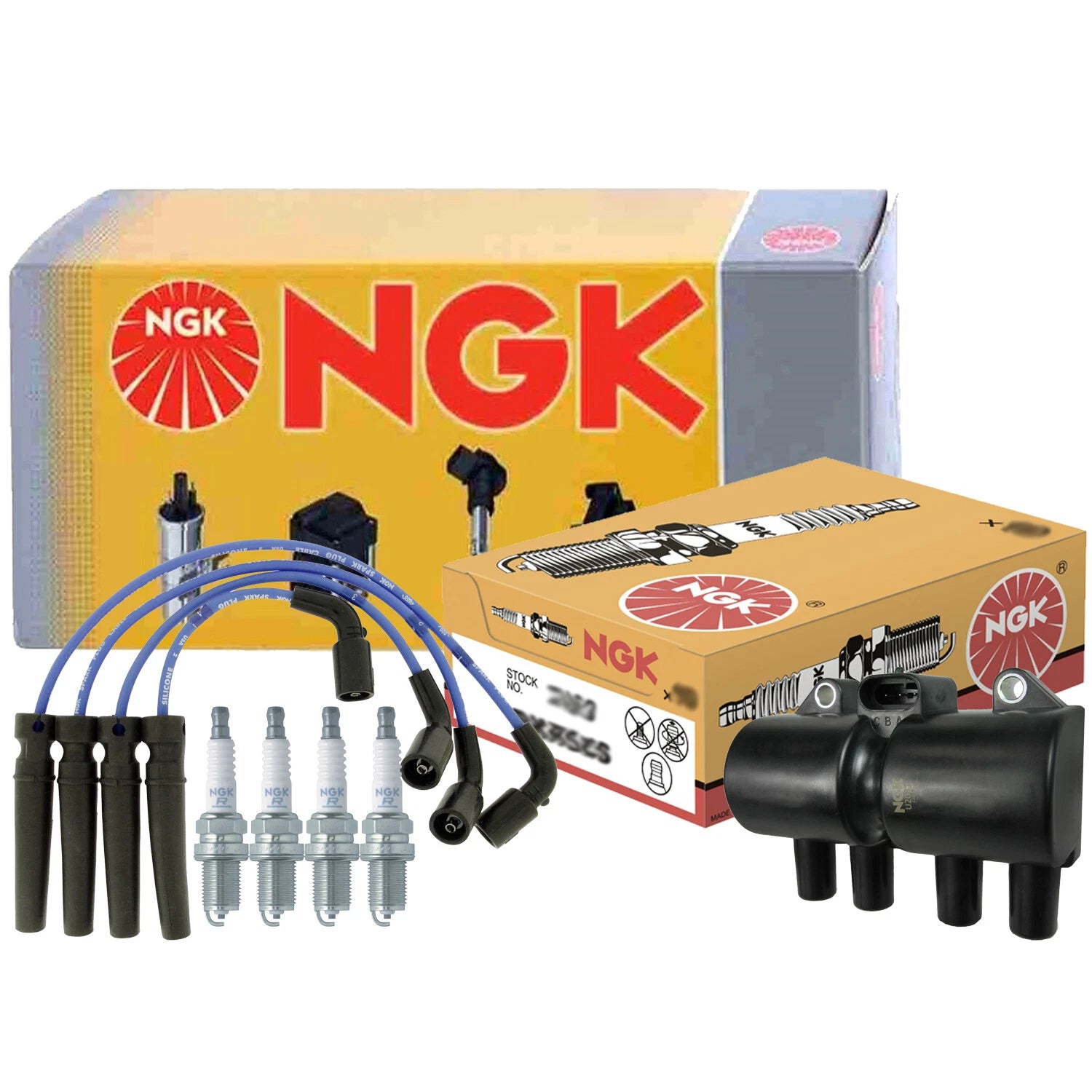 NGK DIS Ignition Coil Wires & 4 Spark Plugs Kit for Chevrolet 1.6 L4