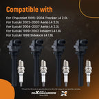 Set of 4 Ignition Coils & Spark Plugs for Suzuki Vitara Tracker (1999–2004) UF237