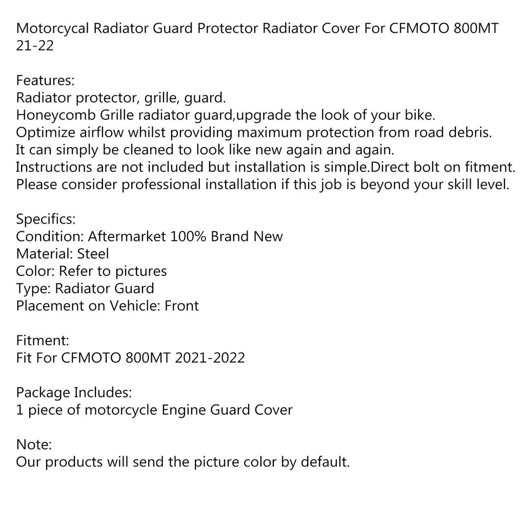 Radiator Guard Cover for Cfmoto 800MT (2021–2022) - Metal Silver