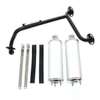 Twin Exhaust Pipe & Silver Alloy Mufflers for 110cc Dinosaur Style Quad ATV
