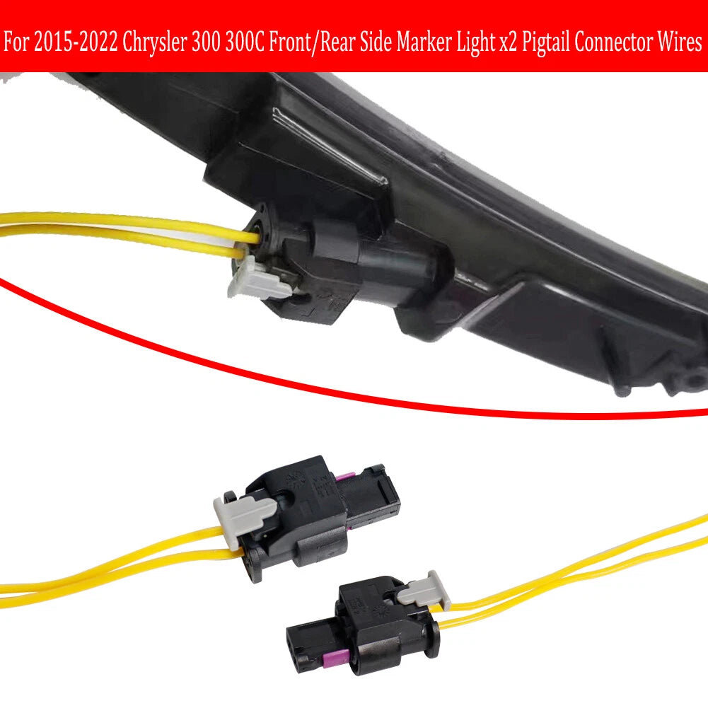 2X Side Marker Light Pigtail Connector Wires for Chrysler 300 (2015–2022)