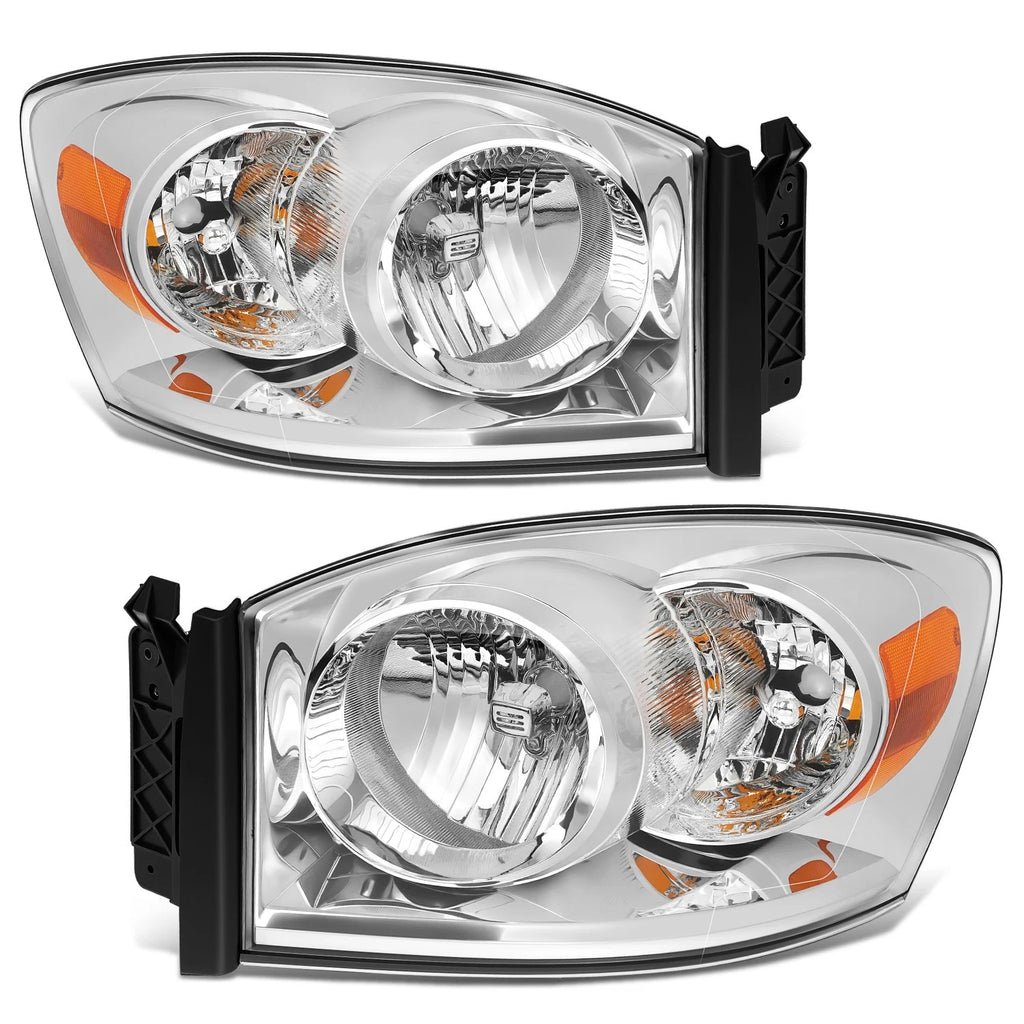 Chrome Housing Amber Corner Headlight Lamps for Dodge Ram 1500 2500 (2006–2009)