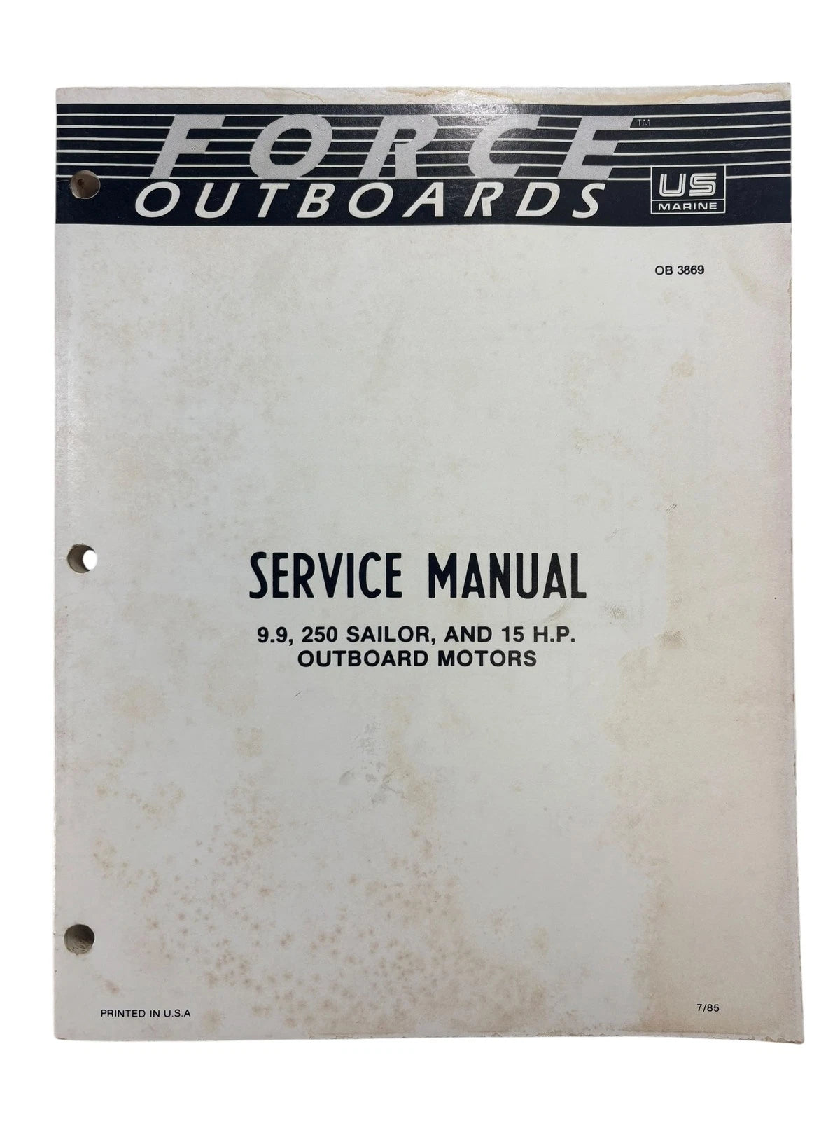 Service Manual for Force Outboards OB 3869 (9.9, 15 HP, 250 Sailor)