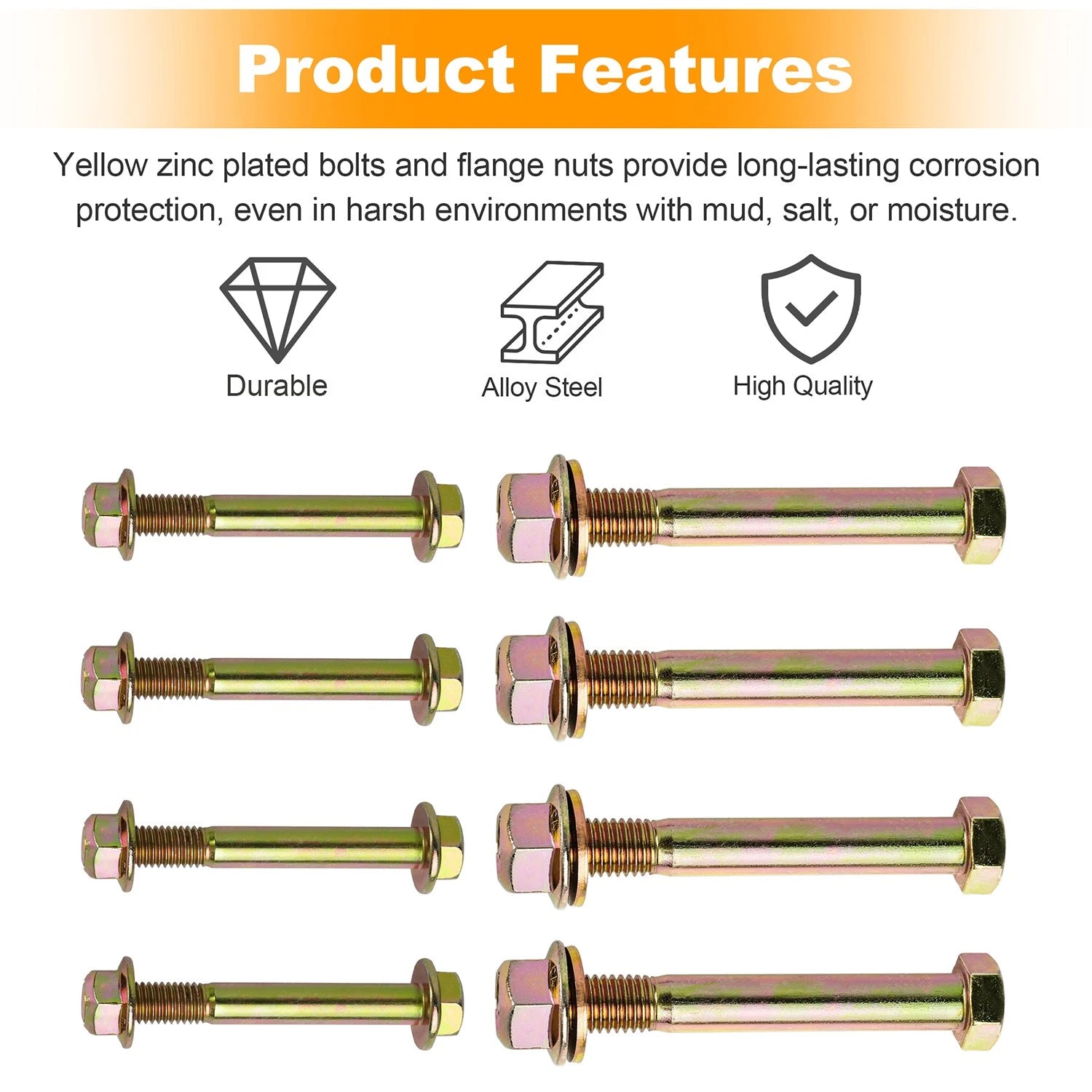 Control Arm Bolts for Jeep XJ (1984–2001), WJ (1999–2004), MJ (1986–1992)