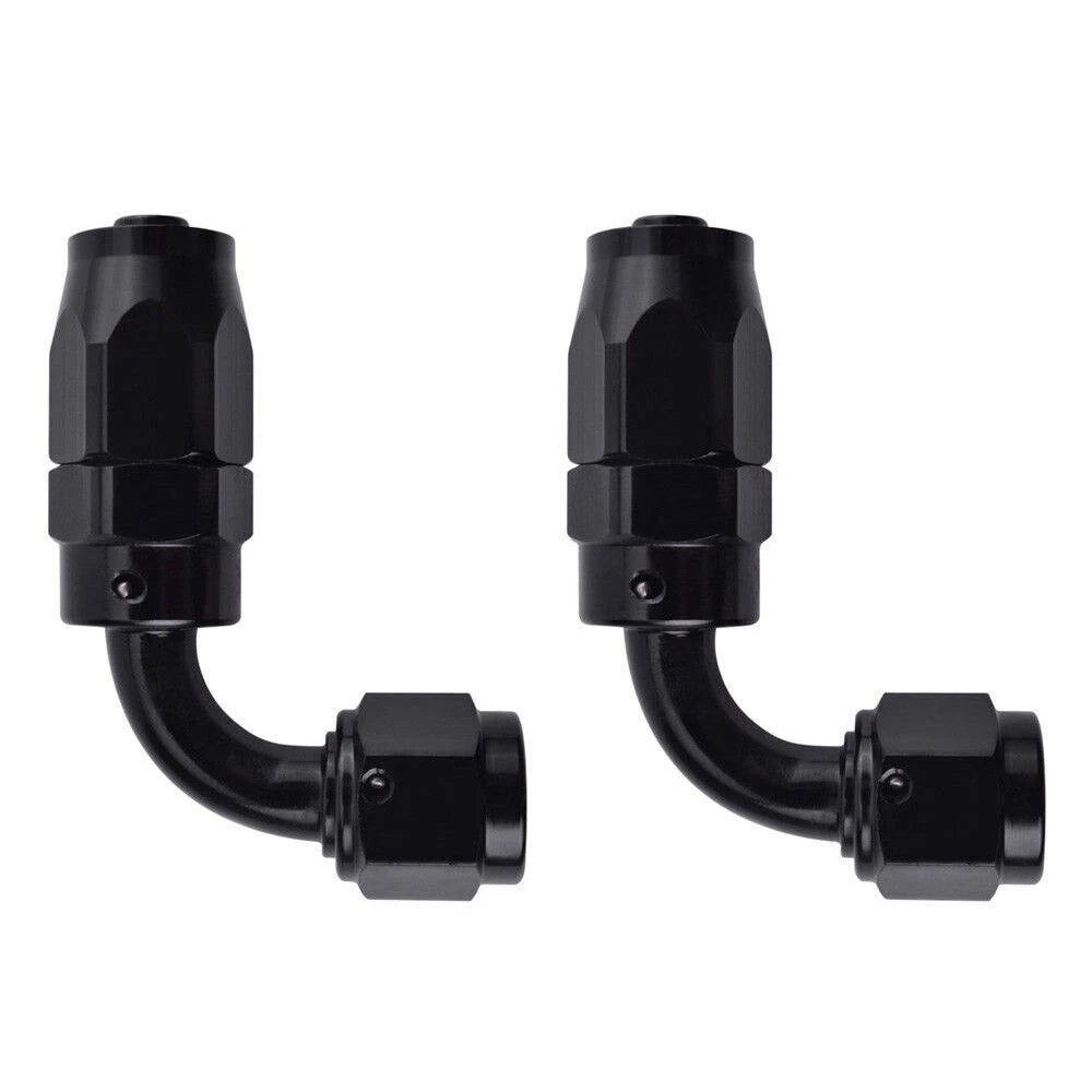 2Pcs AN6 90° Black Swivel Hose End Fitting Adaptor for Oil Fuel Line