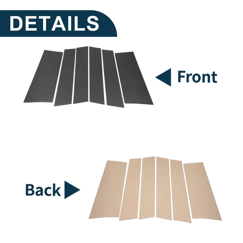 6 Pcs Door Pillar Window Trim for Honda Odyssey (2011–2017) Carbon Fiber