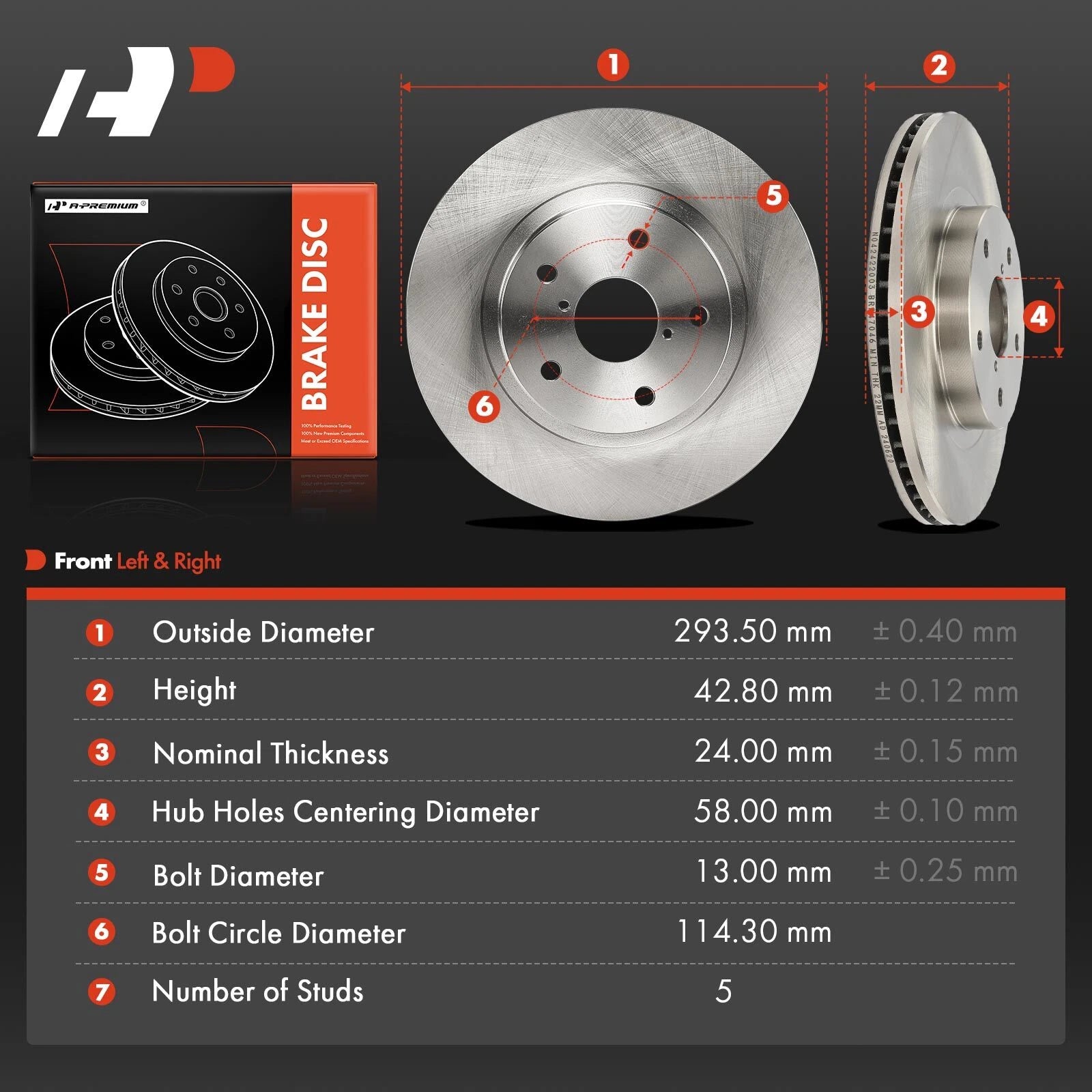 Front Side Disc Brake Rotors for Subaru Forester (2019–2021) 293.5 mm
