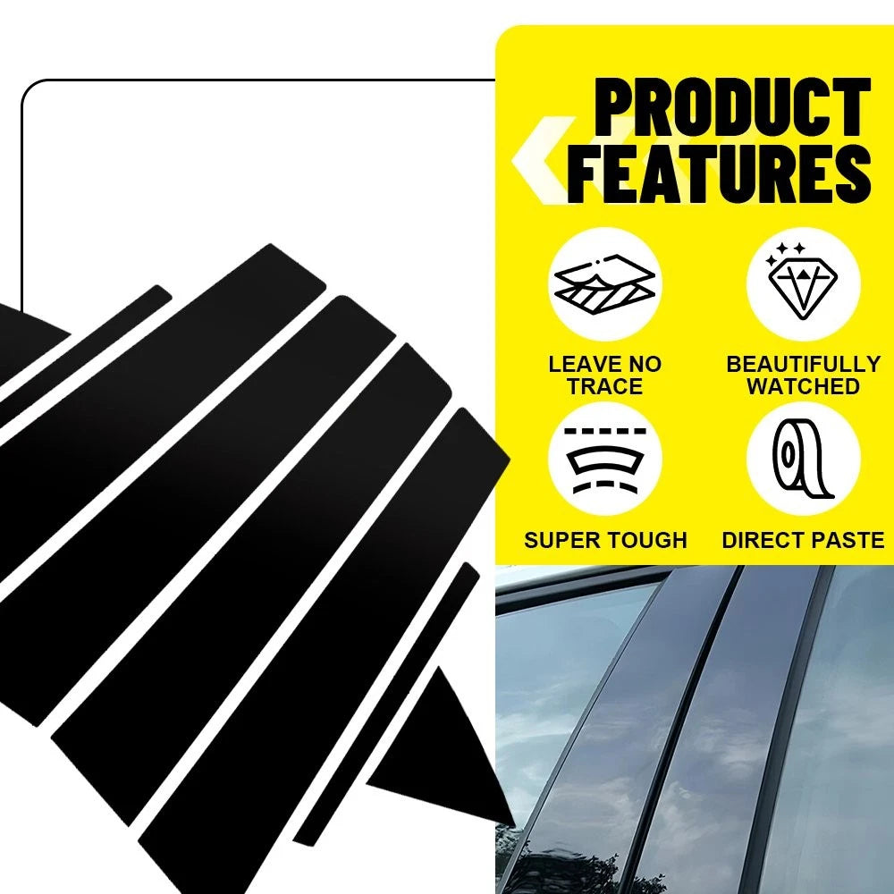 8X Black Pillar Post Door Window Trim for Hyundai Elantra Sedan (2017–2020)