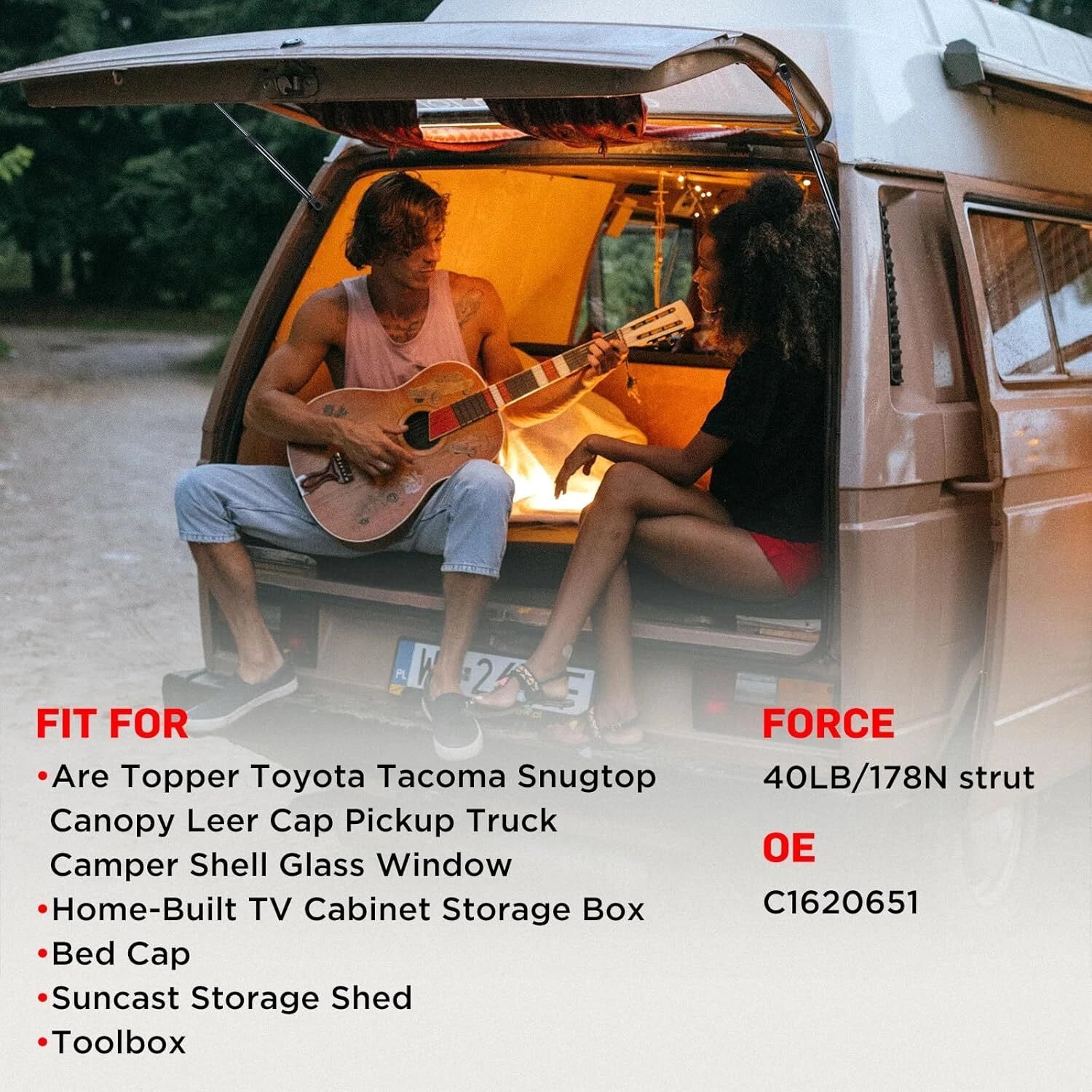 2X Gas Struts for Leer Camper Shell Topper (18.7 Inch, 40lb)