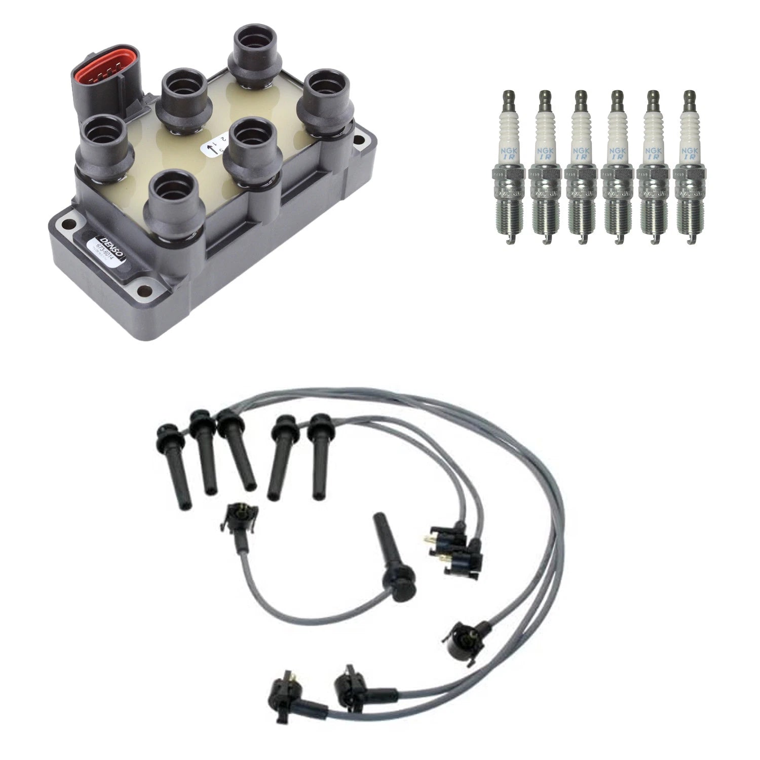 Set of 6 Denso Ignition Coil Wires & NGK Iridium Spark Plugs for Mystique 2.5 V6