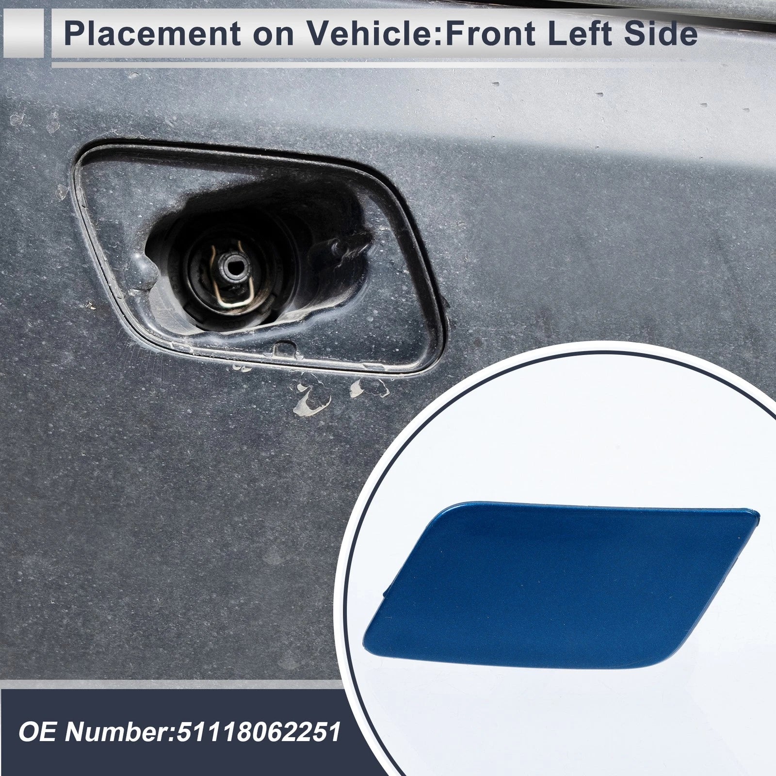 Front Left Headlight Washer Nozzle Cover Cap for BMW 335i GT (2012–2015)