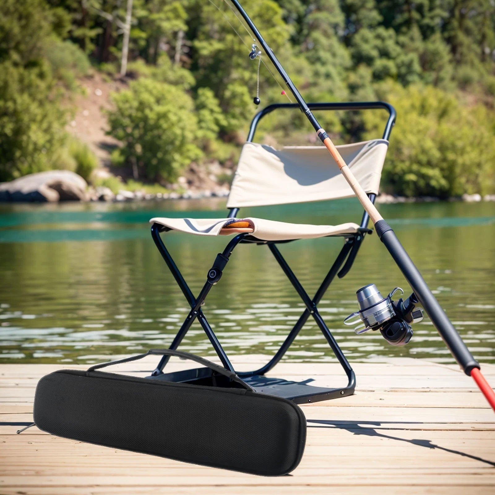 Fishing Rod Carrying Bag for Secure Hard Shell Compact Size Oxford Cloth