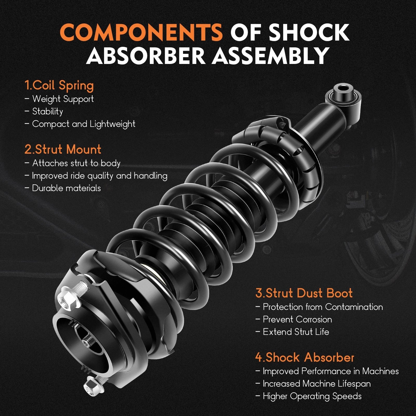 2X Rear Complete Struts Shocks Springs & Mount for Subaru Impreza (2008–2011)