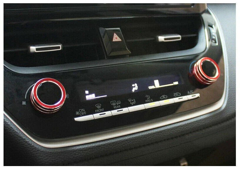 2x Red Alu Middle Console AC Knob Cover Trim for Toyota Corolla (2019���2021)