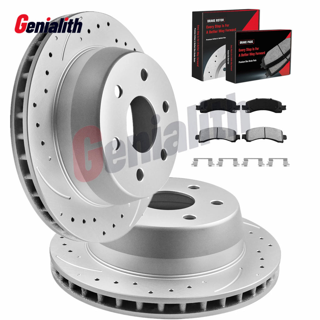 Rear Drilled Brake Rotors & Ceramic Brake Pads for GMC Yukon (2000–2006)