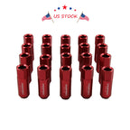 20Pcs Red Extended Forged Aluminum Tuner Racing Lug Nuts for Universal Vehicles