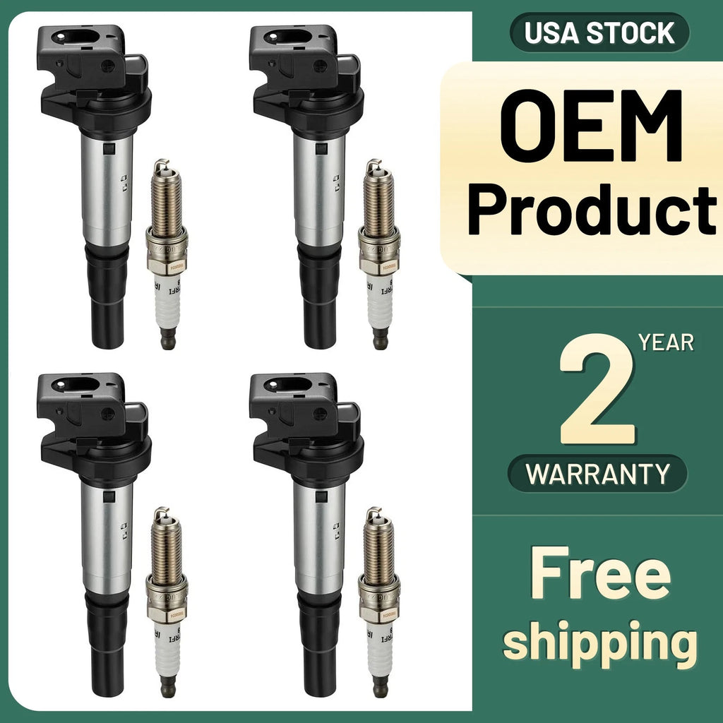4x Ignition Coil & Spark Plug Set for Mini Cooper 1.6L (2007–2015)