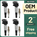 4x Ignition Coil & Spark Plug Set for Mini Cooper 1.6L (2007–2015)
