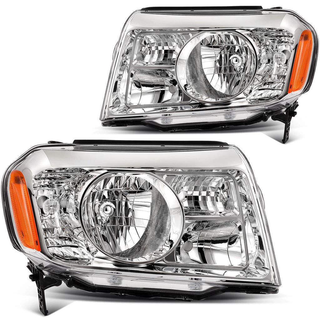 2X Headlight Assembly for Honda Pilot (2009–2011) Chrome Housing