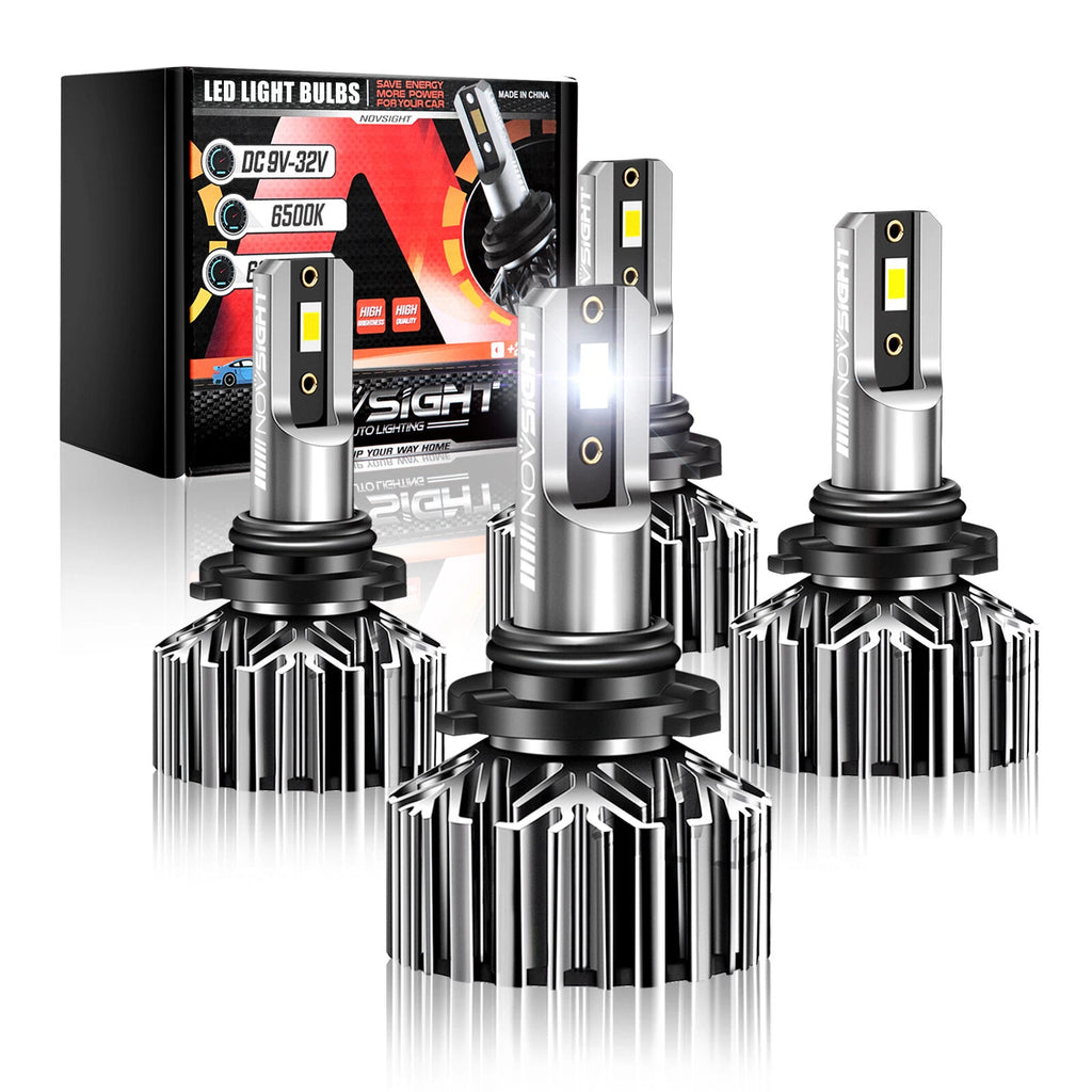 Set of 4 NOVSIGHT 9005 9006 LED Headlight Bulbs 26000lm Super Bright White