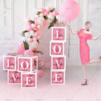White LOVE Box Cube Clear Balloon Boxes for Birthday Baby Shower Party