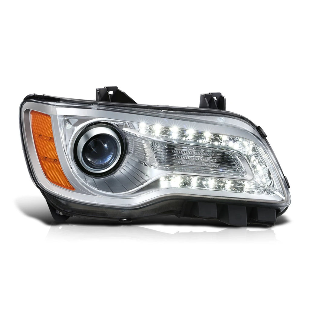 LED DRL Projector Headlight Chrome Housing for Chrysler 300 (2011–2014)