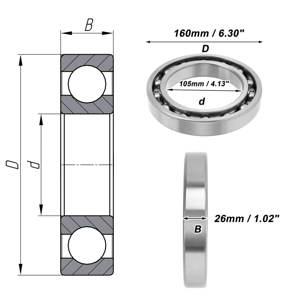 Deep Groove Ball Bearing 105x160x26mm for Scooter/Skateboard (1 Pc)