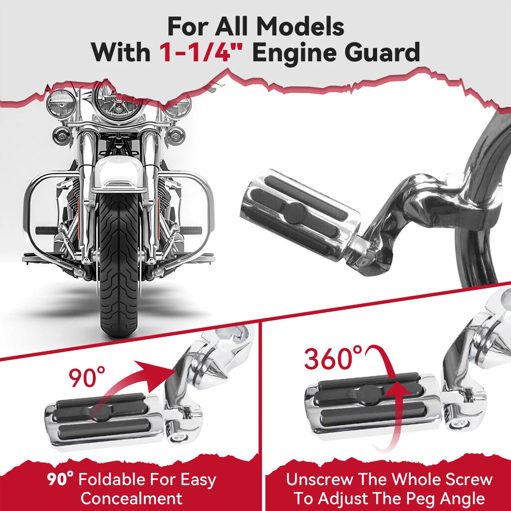 Highway Foot Pegs for Harley Touring Road King Street Glide (1-1/4" Bar)