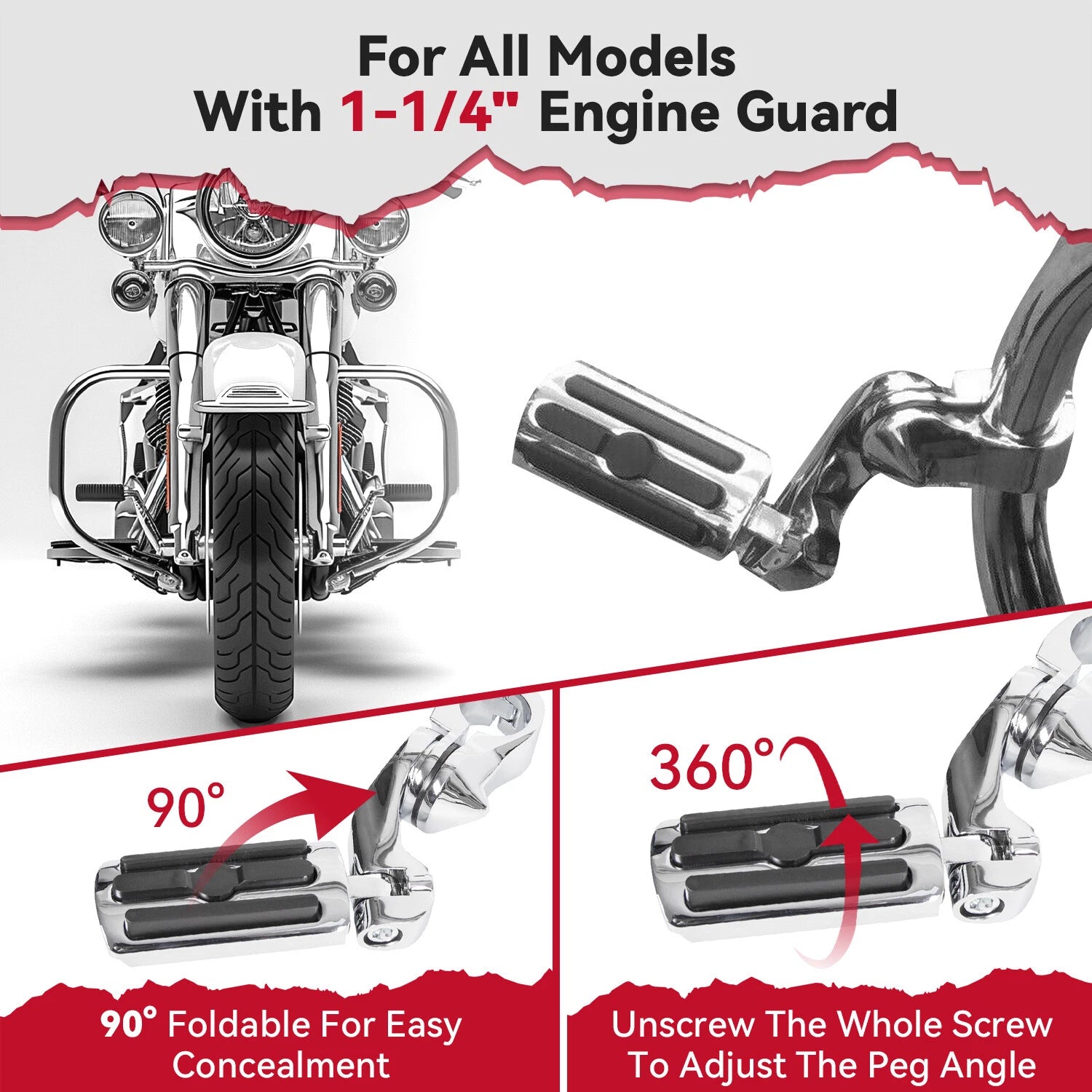 Highway Foot Pegs for Harley Touring Road King Street Glide (1-1/4" Bar)