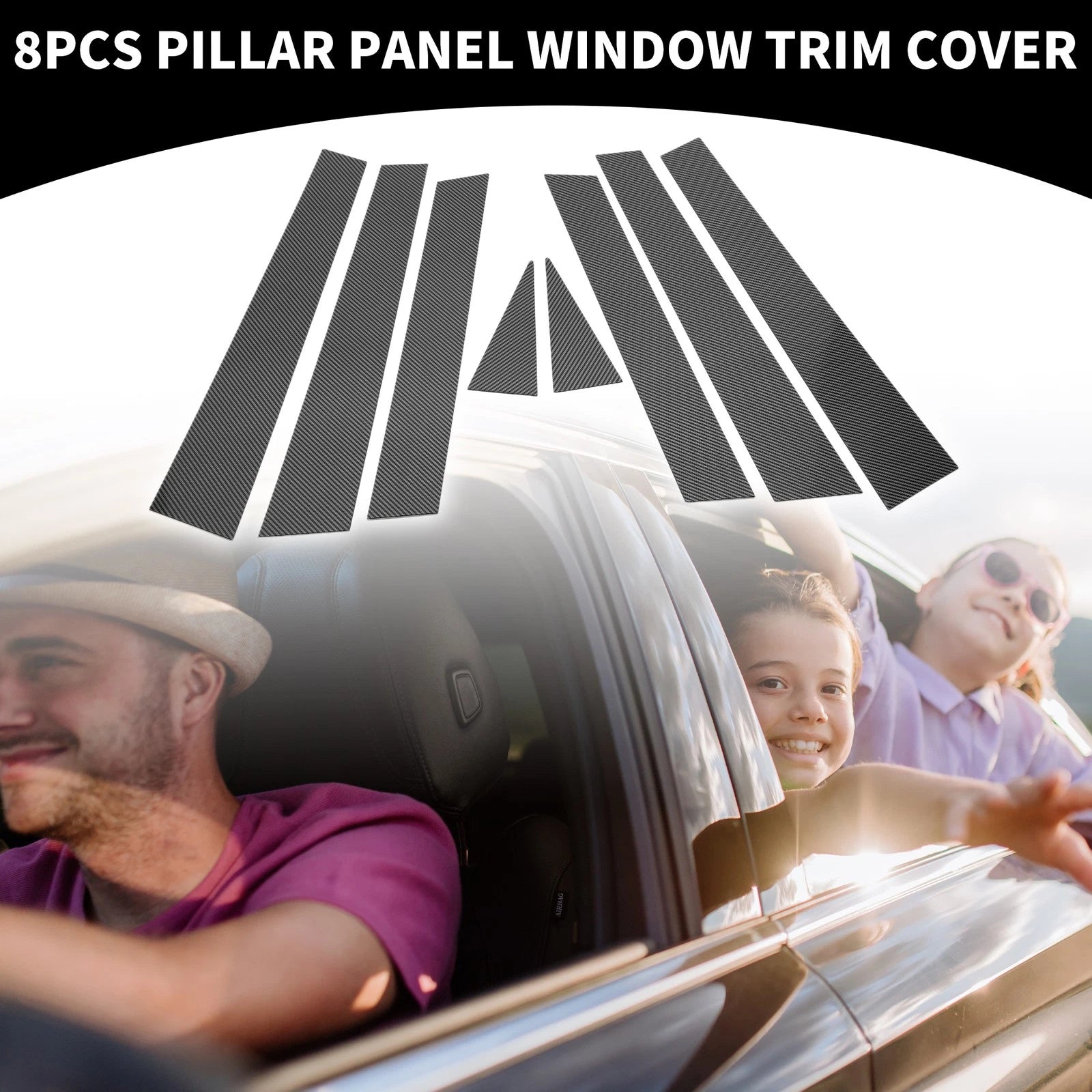 8 Pcs Window Trim Cover for Subaru Forester (2008–2012) Black Carbon Fiber