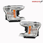 Set of 2 Halogen Headlight Assemblies for Ford F-150 (2018–2020) Chrome Clear
