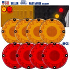 8pcs LED Tail Lights for Trailer Truck Bus (7", Amber Red)