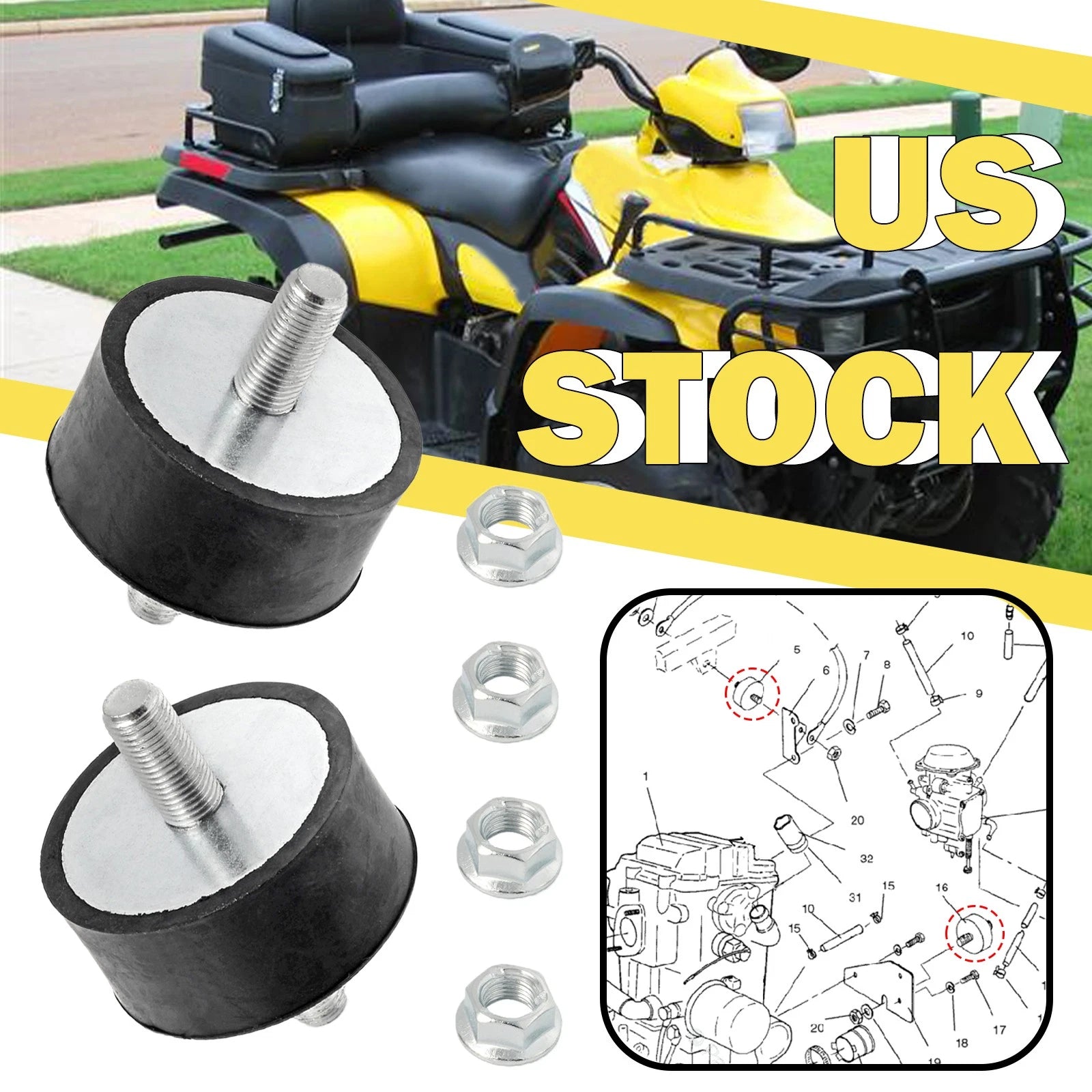 2 Engine Motor Top Mount Isolator for Polaris Ranger 400 425 500 700 800 (2000–2017)