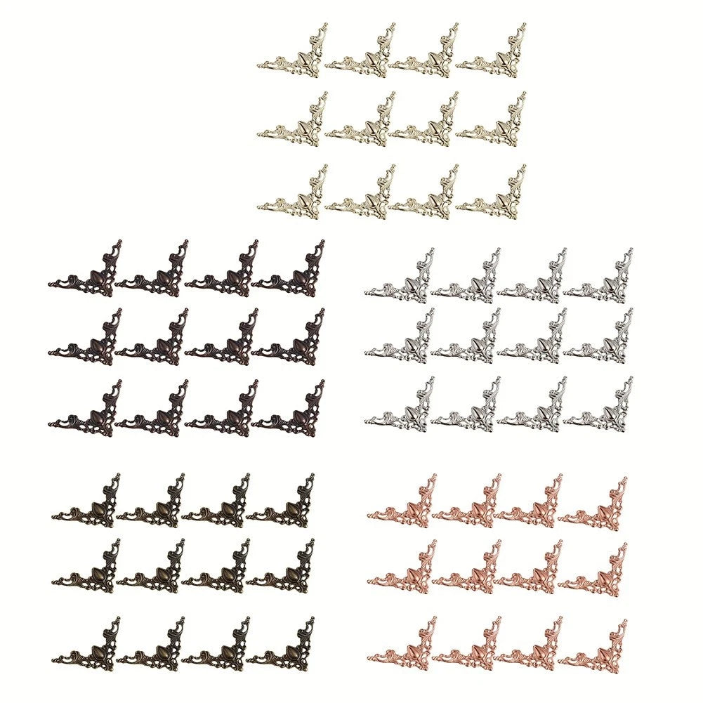 Set of 12 Iron Corner Covers for Scrapbook Albums and Frames