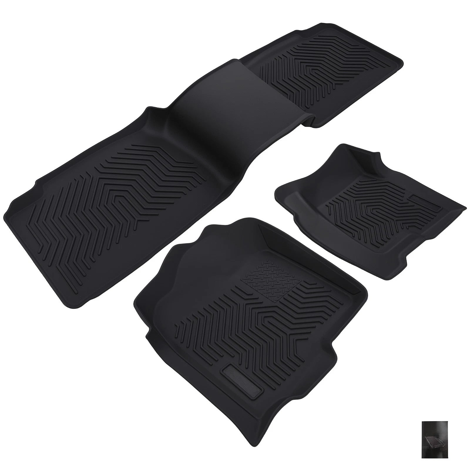 Set of 4 All Weather Floor Mats for GMC Sierra 1500 2500 (1999–2007) Black TPE