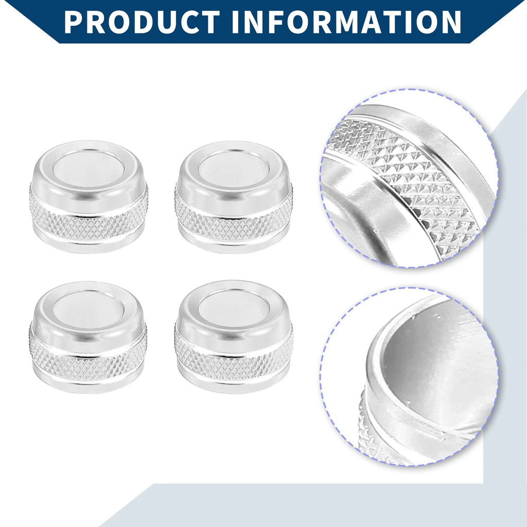 Set of 4 AC Vent Adjust Switch Knob Covers for Ford Bronco Sport (2021–2023) Silver Tone