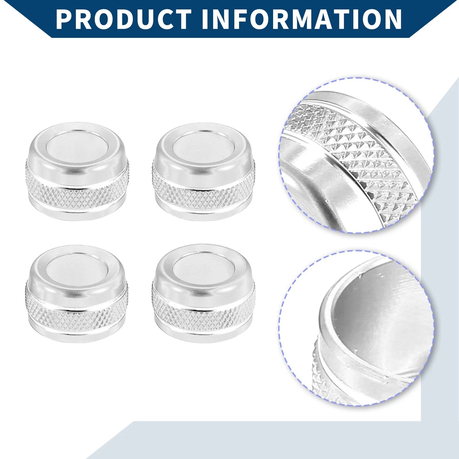 Set of 4 AC Vent Adjust Switch Knob Covers for Ford Bronco Sport (2021–2023) Silver Tone