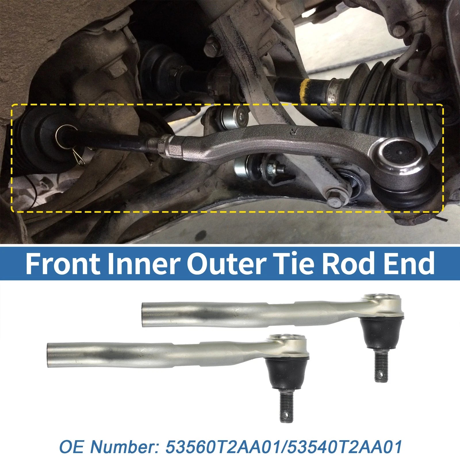 2X Front Outer Tie Rod End Links for Honda Accord (No. 53560T2AA01/53540T2AA01)