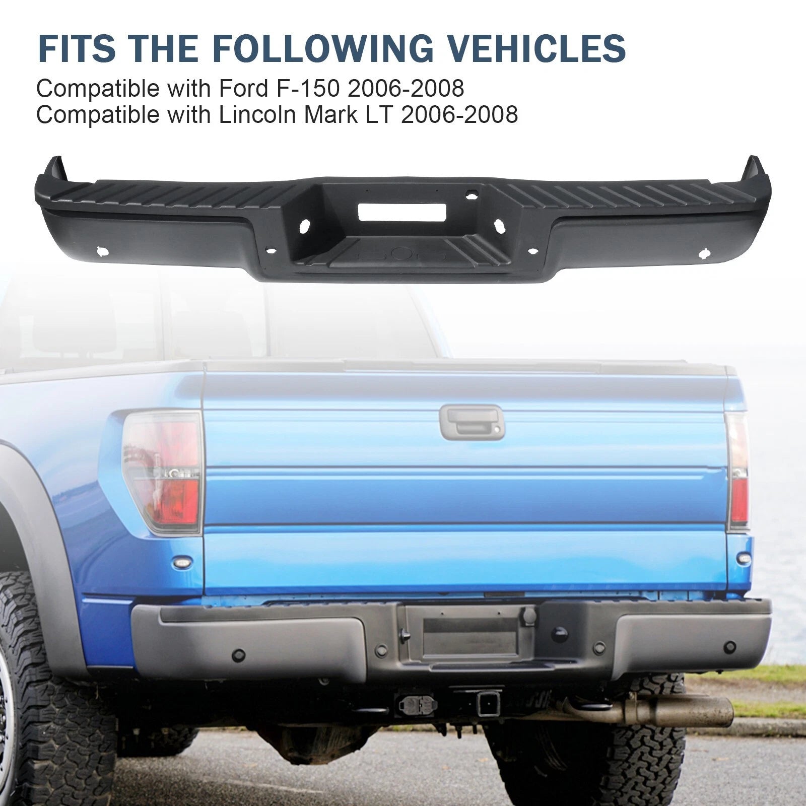 Rear Bumper Assembly for Ford F150 (2006–2008) Black Step with Hole