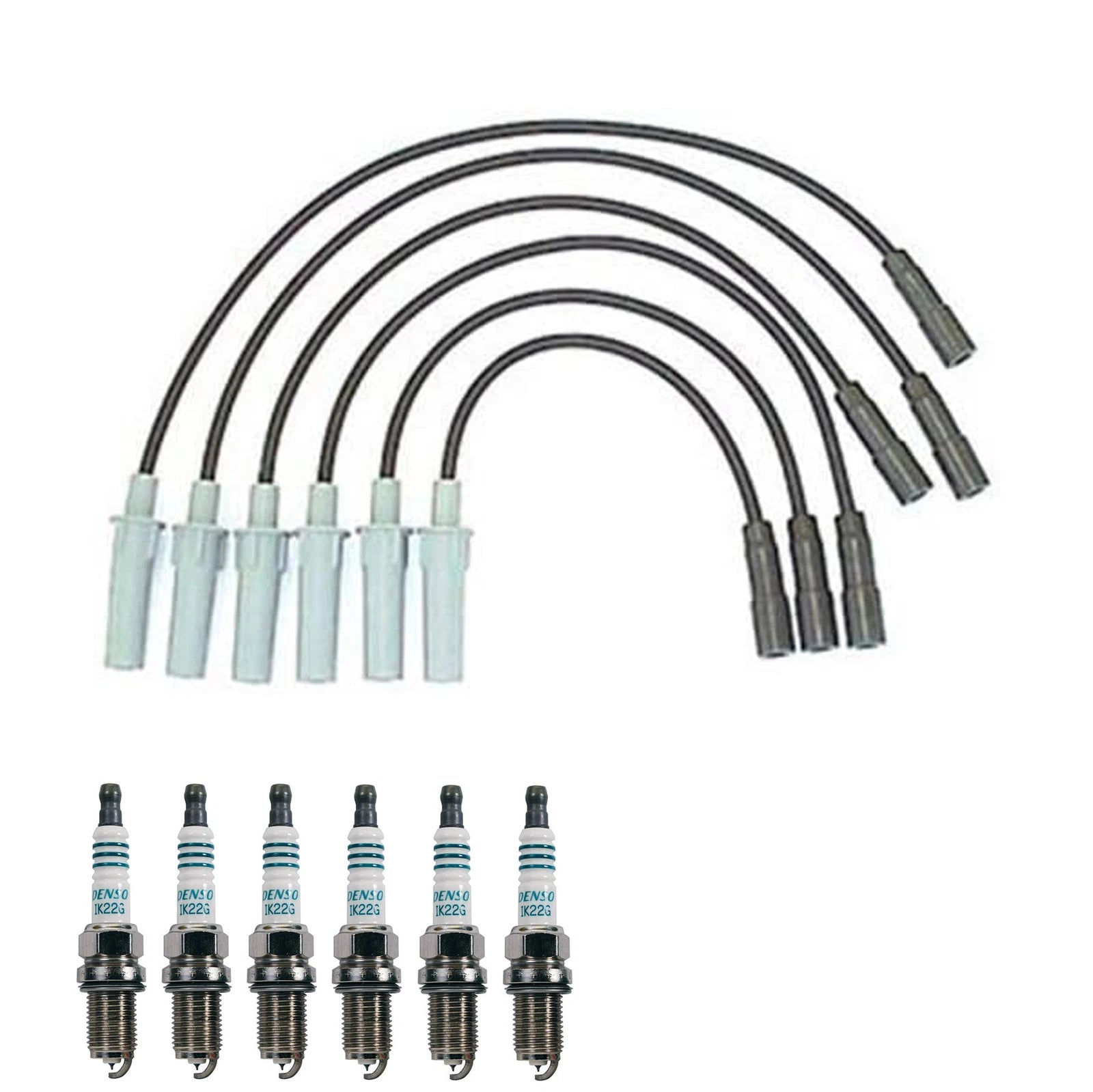Denso 7mm Wire Set & 6 Iridium Power Spark Plugs Kit for Chrysler Dodge V6